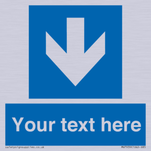 Custom Mandatory directional sign, blue arrow down